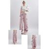 Women's Oversize High Waist Baggy Trousers  Pink Cargo Pants Vintage Harajuku Y2k Aesthetic Loose Parachute Pants