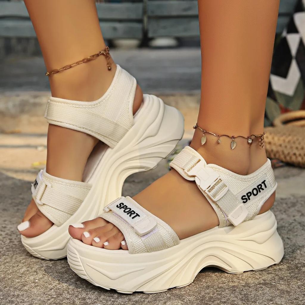 Modeschuhe für Damen 2024 Neue Sandalen mit Schnallenriemen für Damen Mode Mesh Casual Sandalen Damen Heißer Verkauf Peep Toe Plateau Sandalen