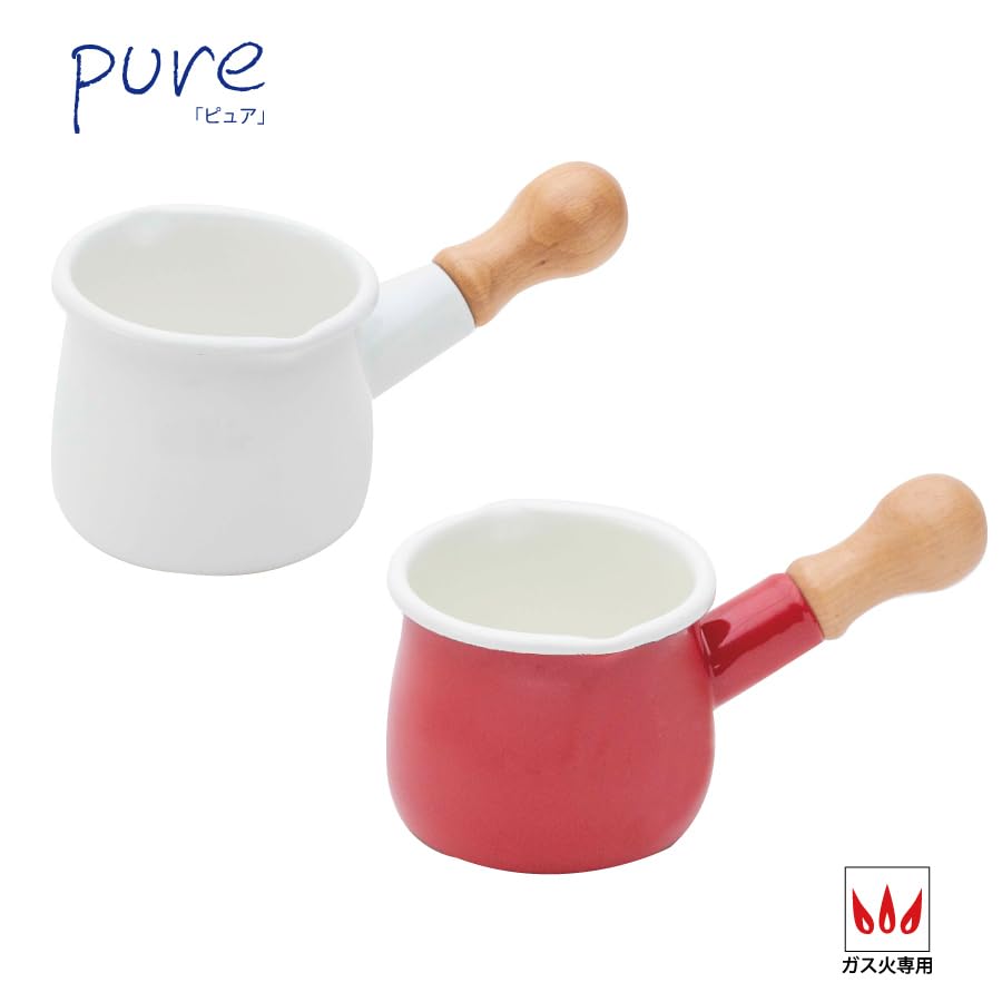 Toyo Horo pure Enamel Milk Pan RD Size: Body: Approx. W19.5 D10.3 H8.8, Depth 8.8cm PU-2303-RD