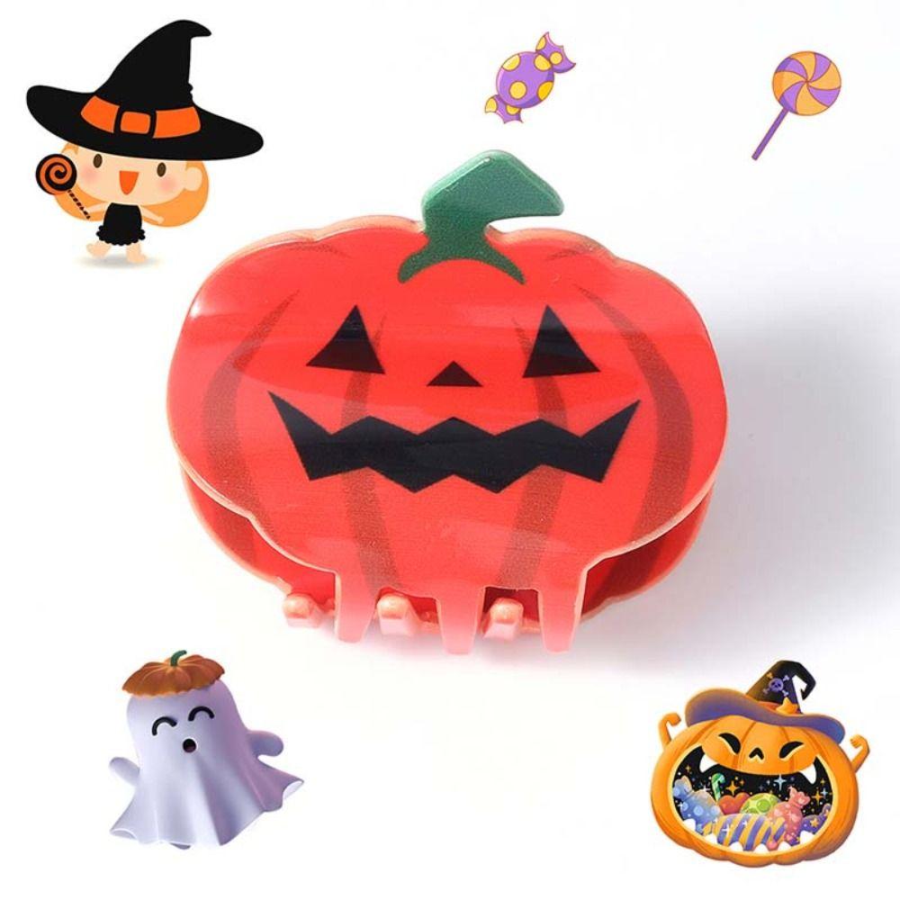 Pumpkin Pumpkin Hair Claw Acrylic Pumpkin Crab Clip Funny Ghost Claw Clip  Holiday