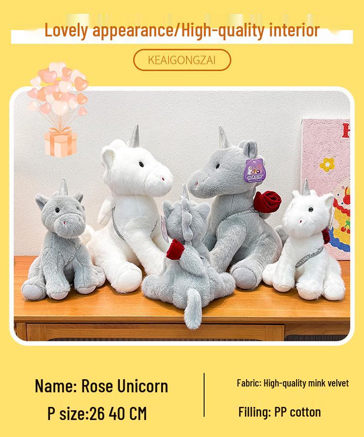 Cross-border Rose Unicorn Plush Toy - Cute Simulation Doll Gift for Girls