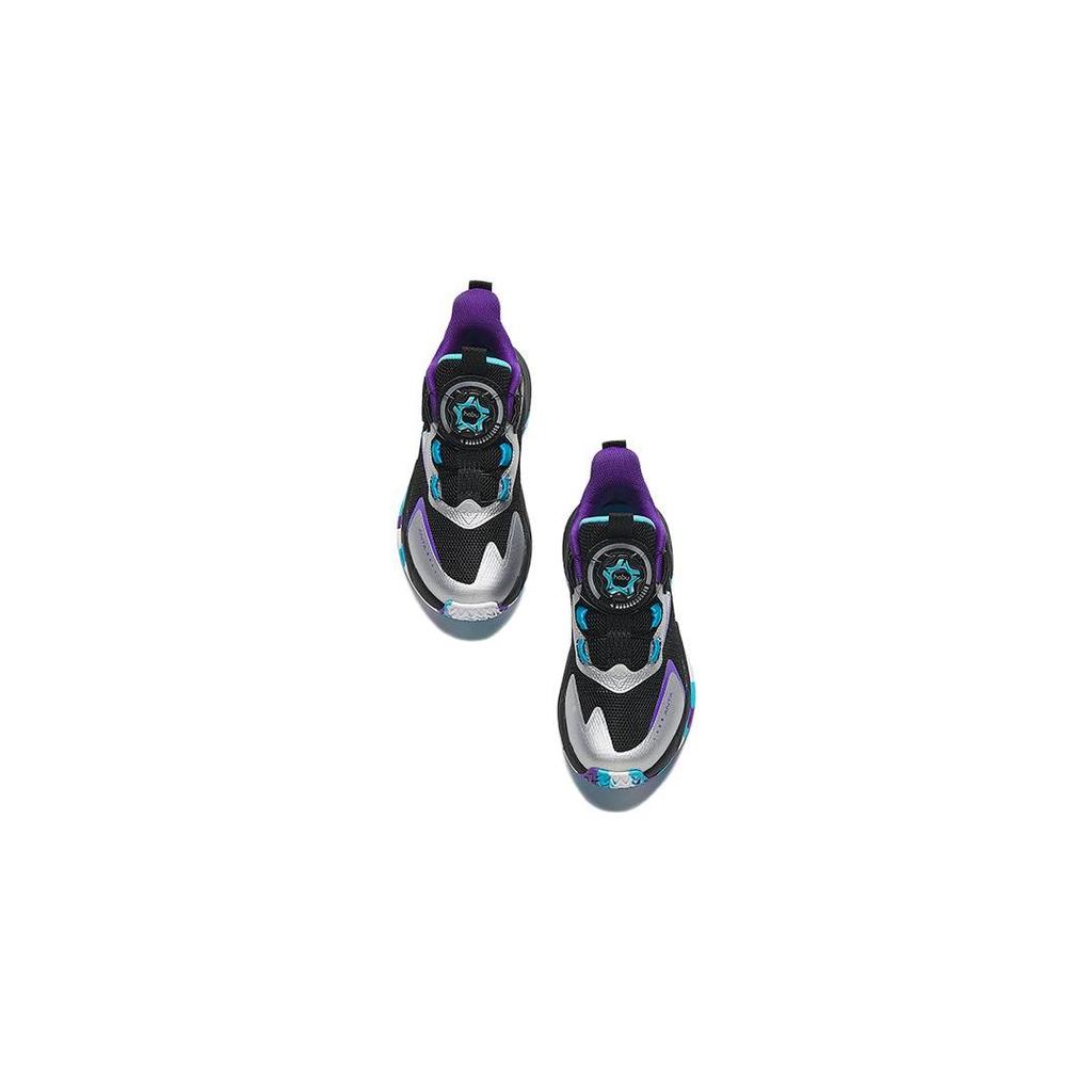 Anta Antiskid Wear-Resistant Mid-Top Kids Running Shoes Kids sneaker Black Purple Green 312339957-1