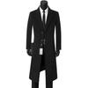 Autumn Winter Men's Woolen Overcoat Medium-Length Business Casual Warm Windbreaker Suit Collar Jacket for Dad