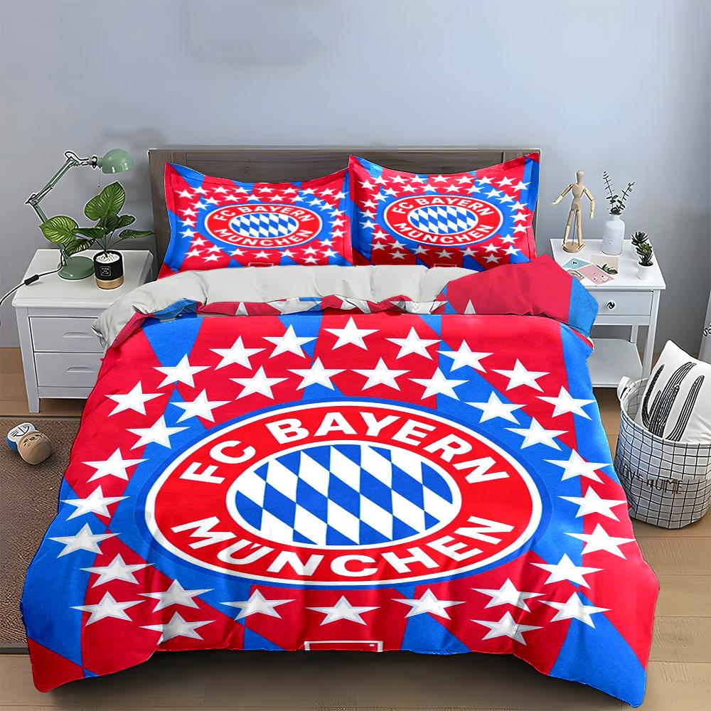 Bayern Munich Logo Bedding Set Bedding Duvet Cover Set Duvet Cover Pillowcases Home Decor (1 * Duvet Cover 2 * Pillowcases, Without Duvet Insert)