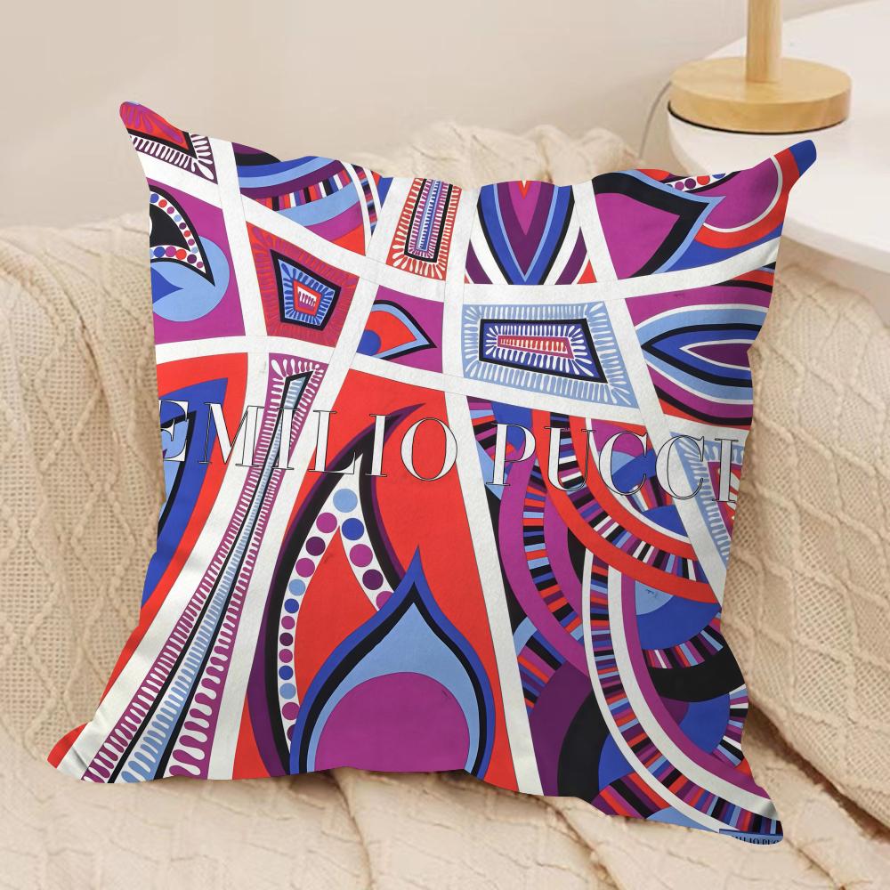 Fashion EEeilio Logo PpucciS Cushion Cover Short Plush Doublesided Print Square Throw Pillow Covers Sofa Home Cushion Decor