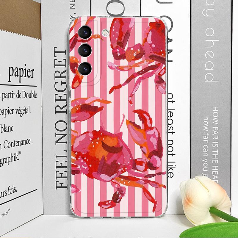 Simple Cute Striped Plaid Ocean Animal Printed Clear Phone Case for Samsung A57 A14 A16 A36 A55 A54 A53 A52 A51 A50 Soft Covers