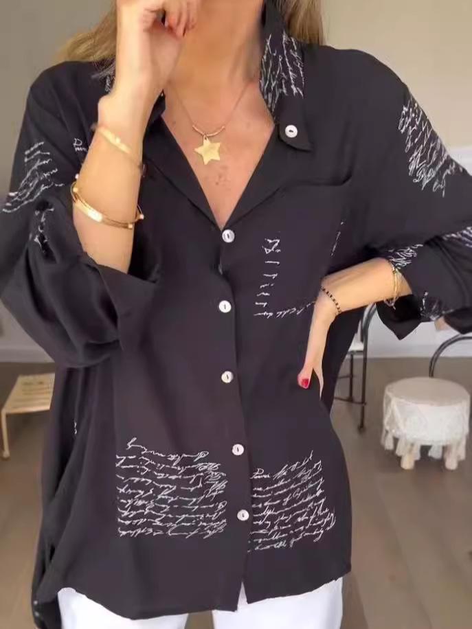 2025 Women's Spring/Summer Swallowtail Print Loose Fit Shirt - European & American Style