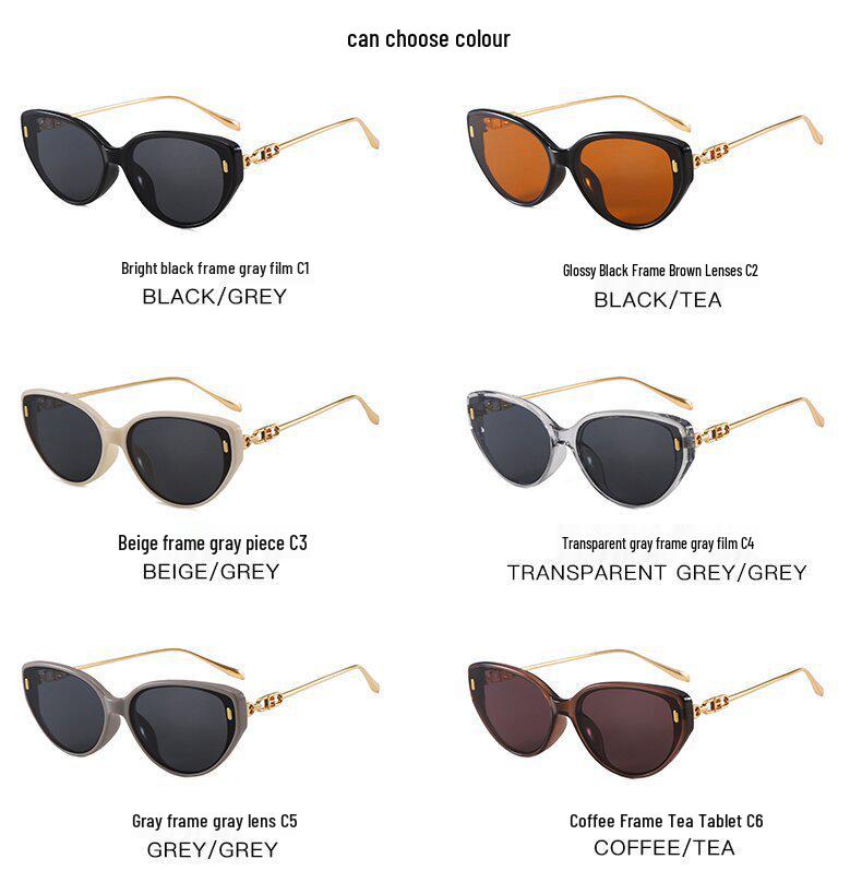 2025 High-End Cat-Eye Retro Sunglasses for Women - Small Frame, Street Style, Anti-UV