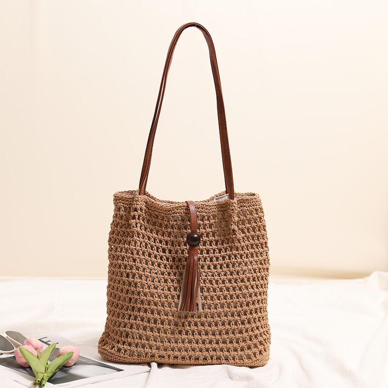 IELGY Tassel Straw Woven Holiday Style Beach Bag All-Match Summer