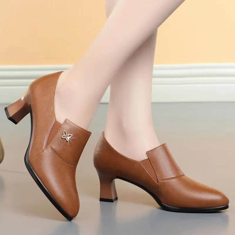  women classic pointed toe beige comfort high heel ankle boots zapatos de mujer lady fashion black autumn shoes ab708