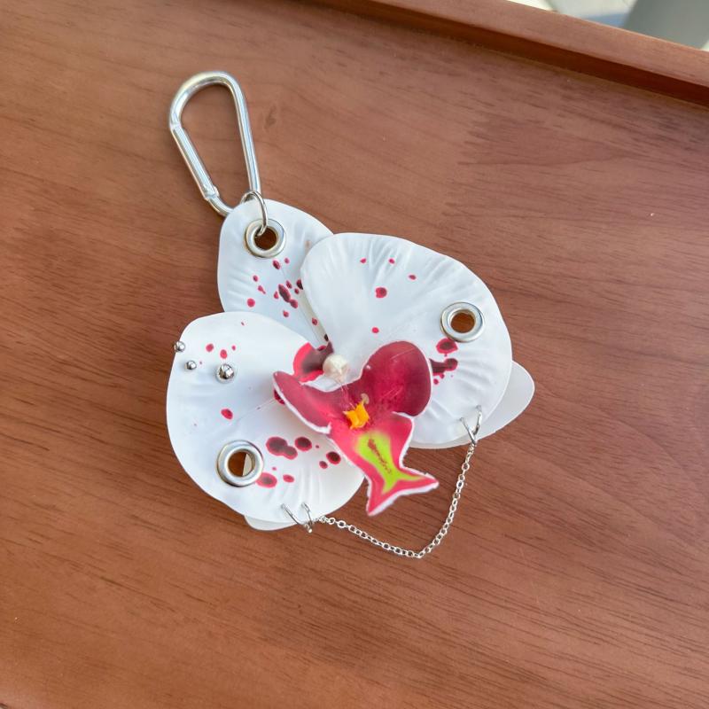 Creative Exquisite Simulation Phalaenopsis Orchid Keychain Pendant Backpack Hangings Decoration Accessories Gifts