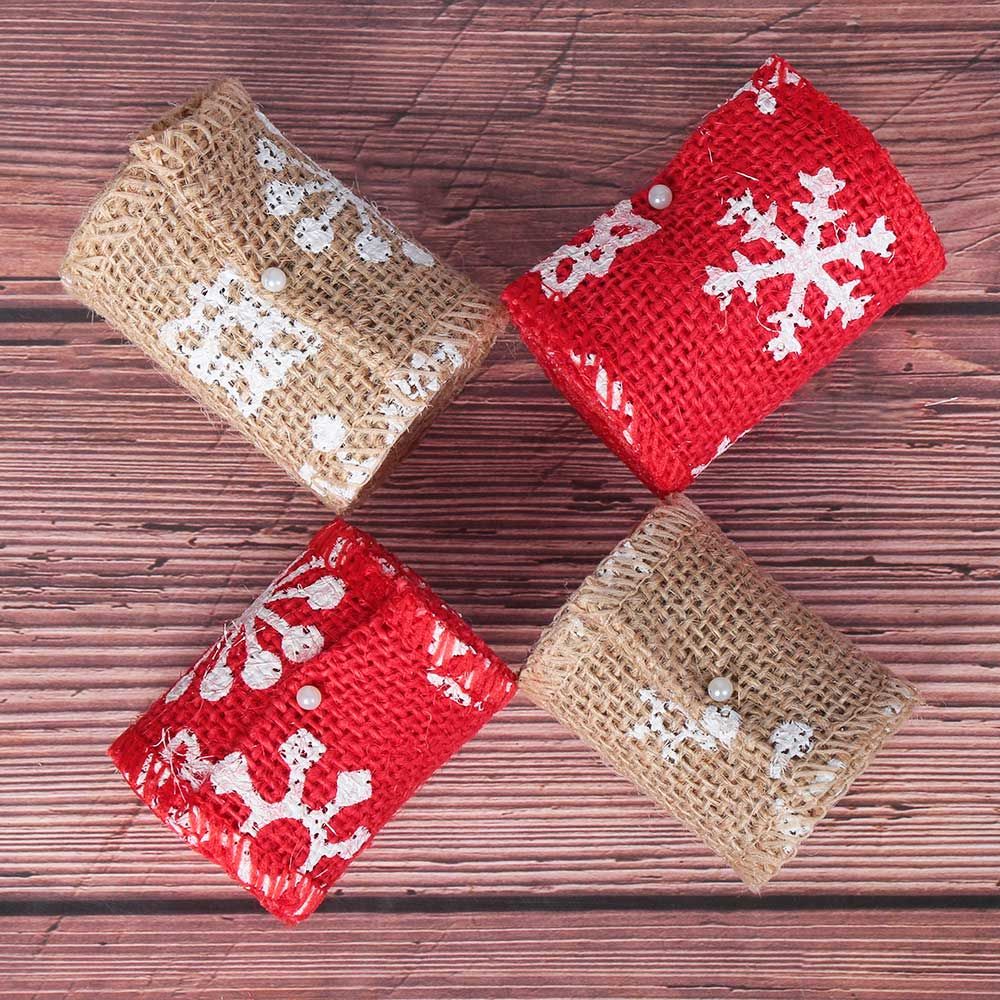 Vintage Natural Hessian Edge Snowflake Merry Christmas Jute Burlap Sisal Trim Lace Ribbon Snowflake