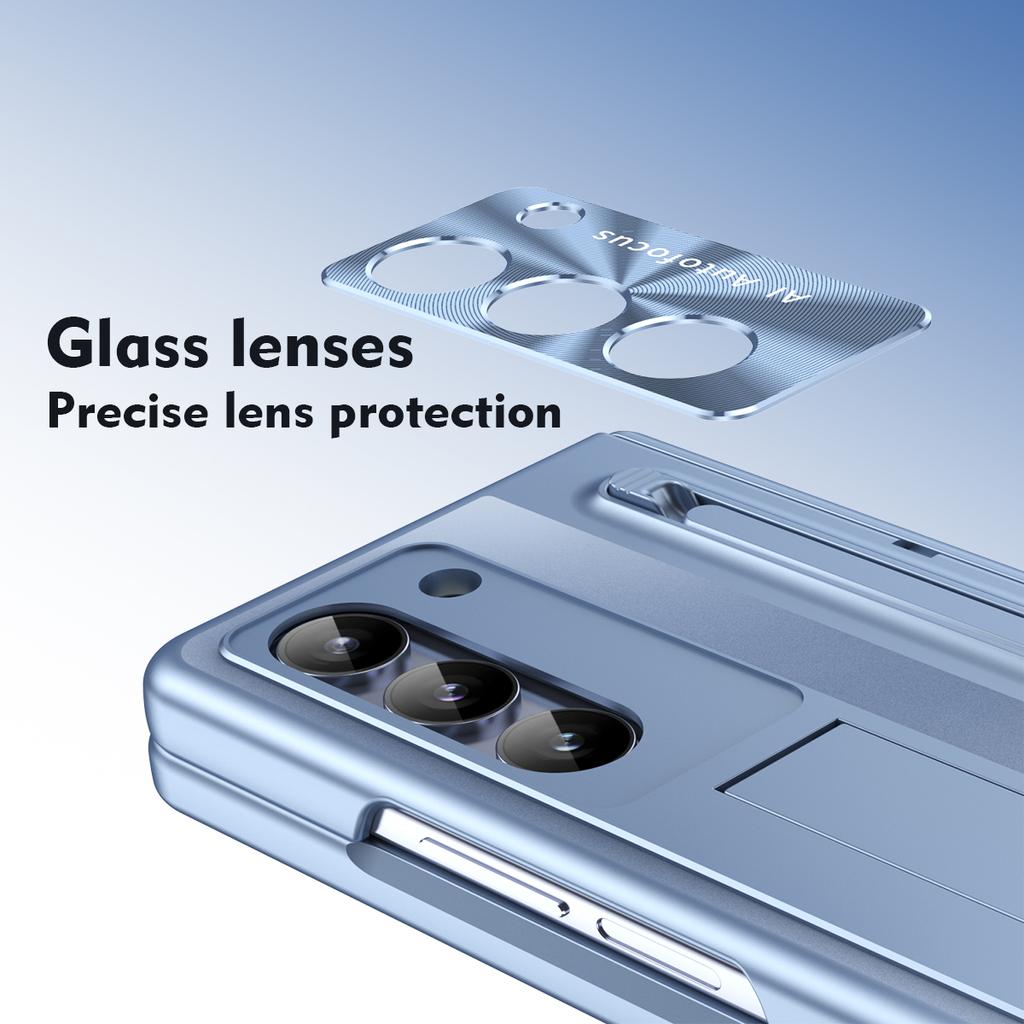 Etui ze stojakiem na zawiasy PC na telefon Samsung Galaxy Z Fold6 5G z folią ze szkła hartowanego/rysikiem