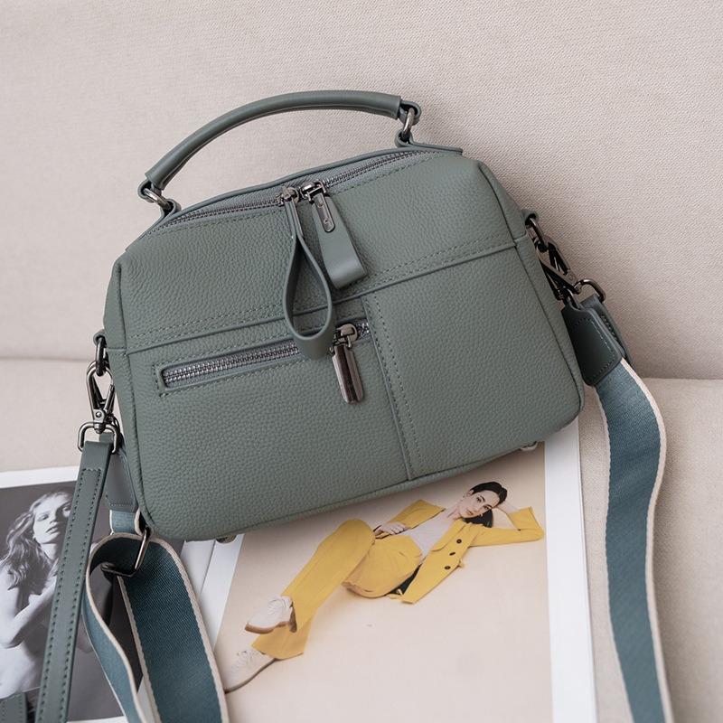 Mjuk Läderhandväska Äkta Läder Kuddväska Enkelaxelväska Crossbody Liten Fyrkantig Väska