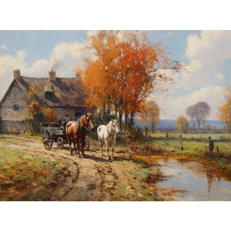 The Four Seasons Vintage Rural Scenery Posters and Prints Canvas Printing Wall Art Picture for Living Room Home Decoration