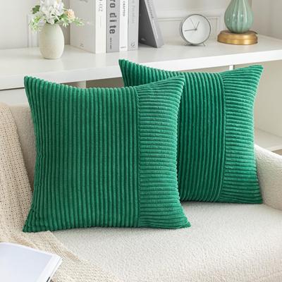 Față de pernă verde din catifea corduroy 45x45 Moale pufos cu dungi Față de pernă 50x50 Lux decorativă pentru casă, husă de pernă pentru canapea, living