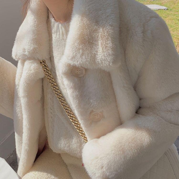 Lamb Wool Imitation Fur Young Women'S Short Imitation Rex Rabbit Fur Plush Autumn And Winter Coat