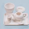 1 Set Dollhouse Scene Accessories Simulation Tea Kit Model Tea Pot Cup Tea Table Decoration Collectible Room Ornament