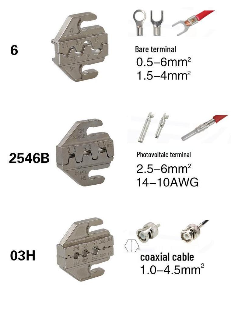 SN-58B Crimping Pliers Set for Pre-Insulated and Bare Terminals with Jaws 2546B/06WF/03H/06/02C