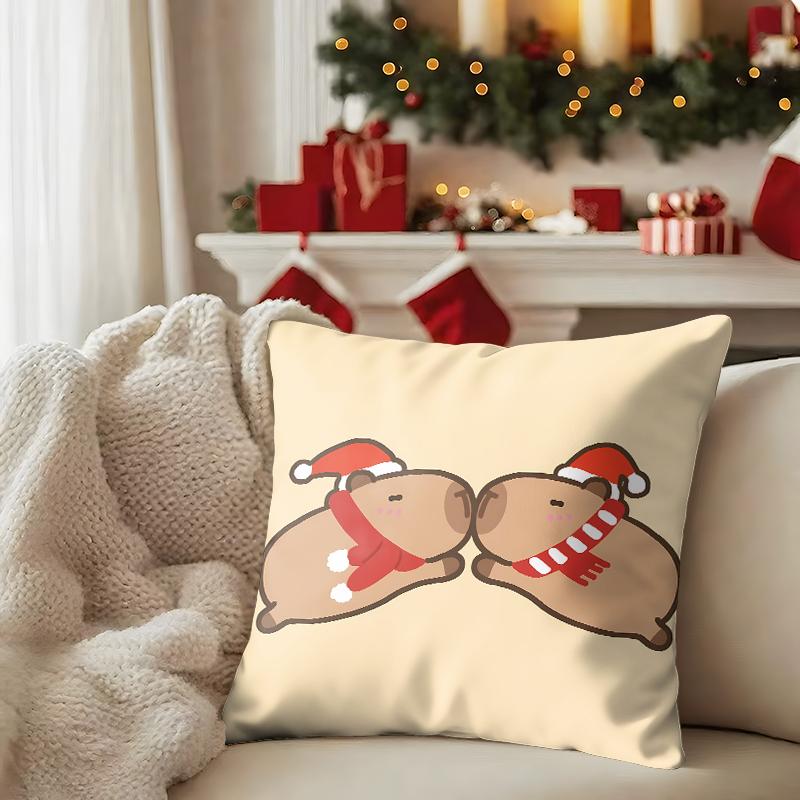 Cute Fun Kapibalajun Christmas Party: Take away this set of super cute Pillow covers