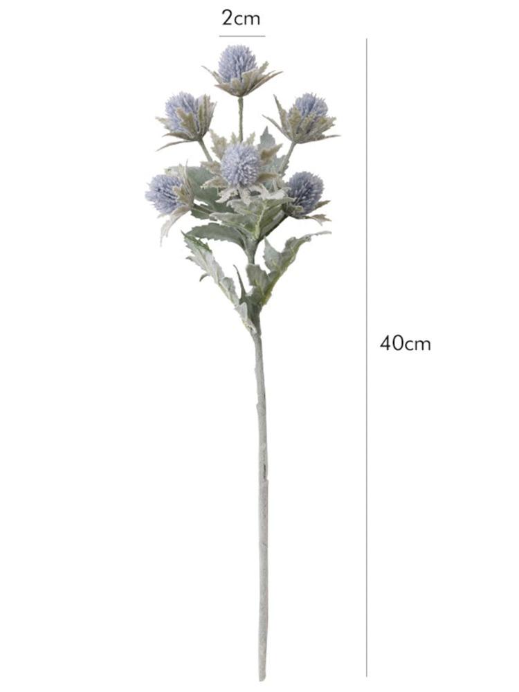 5 Pcs Artificial Flowers Artificial Flocking Eryngium Plastic Fake Plants Home Wedding Office Bedroom Living Room Coffee Table Decoration