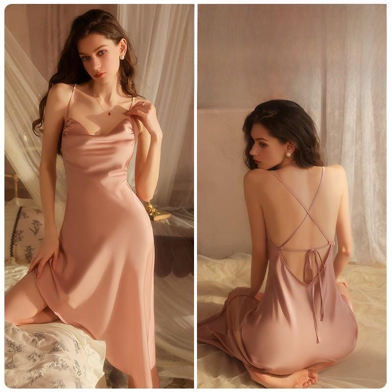 Elegant Satin Sleepwear Set For Women With Sleeveless Design For Home And Hotel Comfort