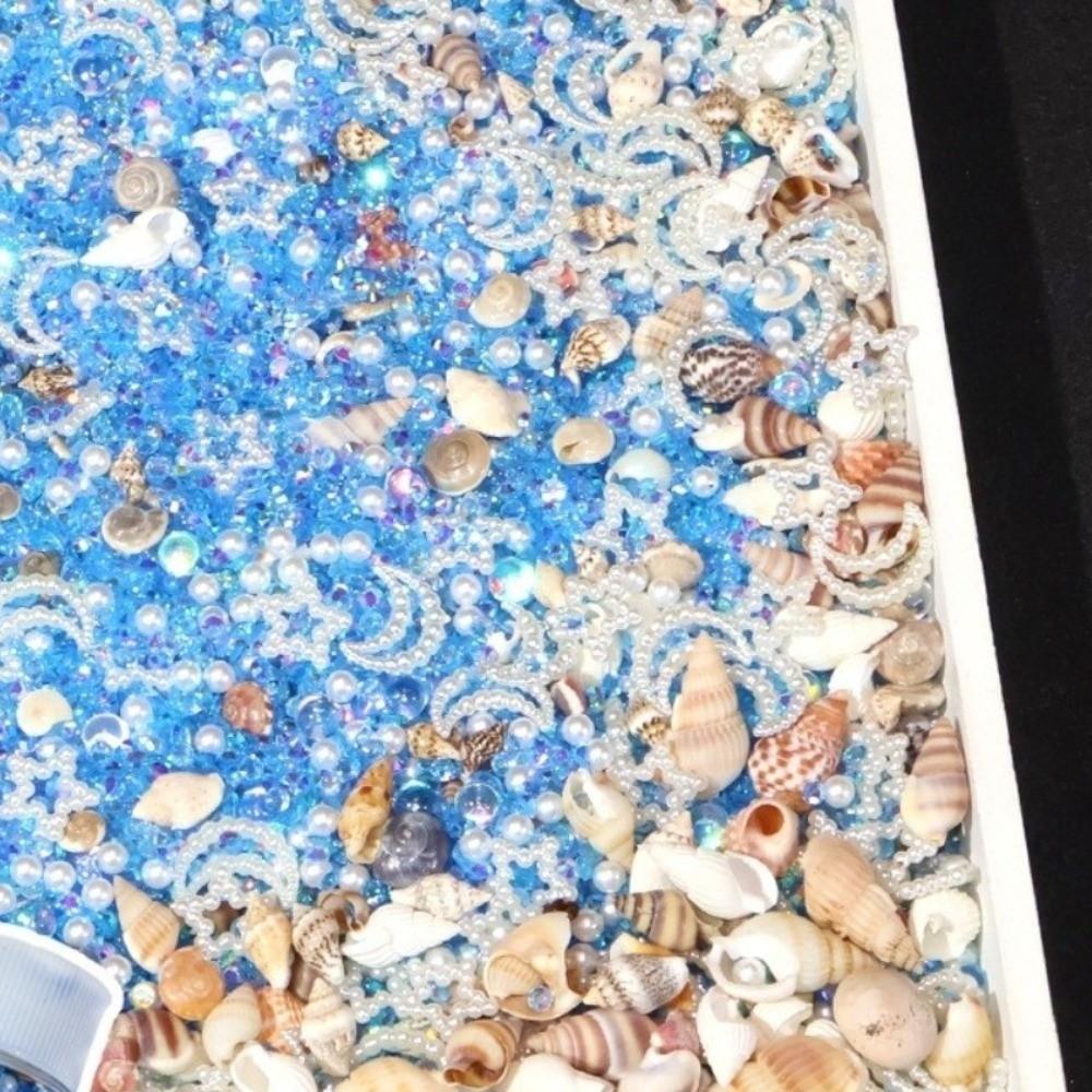 30/60/100g Seashell Ocean-Themed Epoxy Resin Filling Blue Crystal Vase Filler Gems Micro Landscape