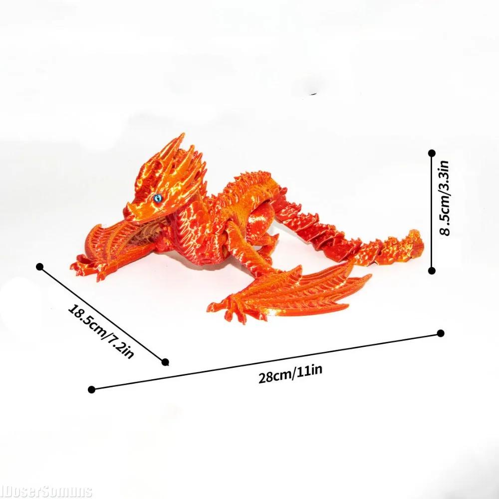Creative Toys 3D Printed Dragon Full Body Joints Home Furnishing and Decoration Ornaments and Dazzling Colors Birthday Gifts