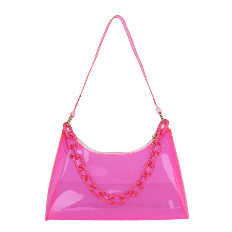

Transparent Jelly Bag Fashionable Messenger Bag Transparent Shoulder Bag Waterproof Handbag Phone Bag Lipstick Key Storage Bag рожевий червоний колір