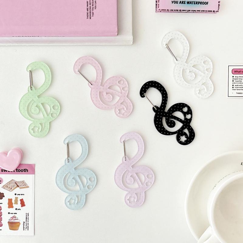 Polka Dot Musical Note Shape Carabiner Mountaineering Buckle Acrylic Candy Color Buckle Keychain Multipurpose Keyring Hook