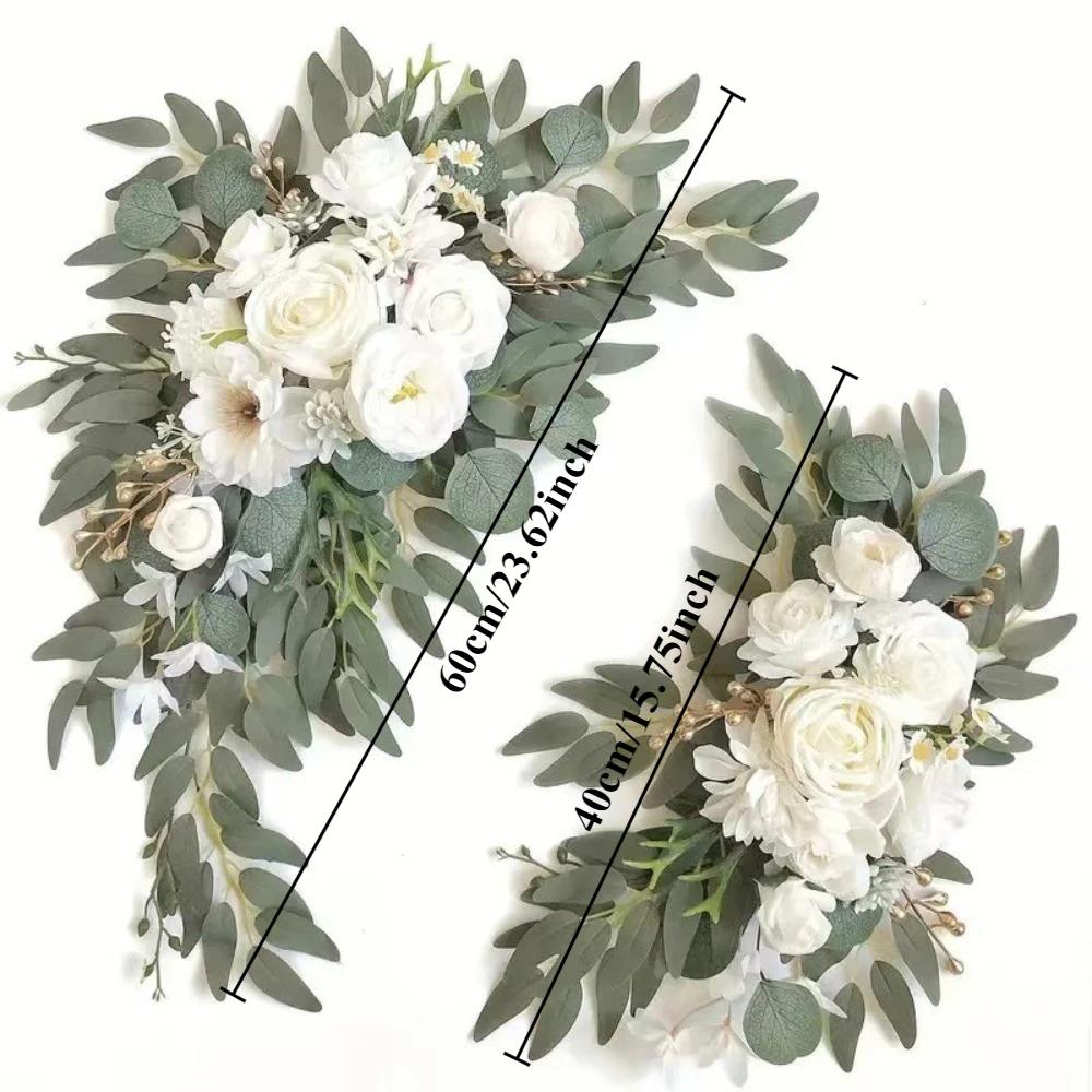 

Artificial Rose Wreaths Decoration Wall Flower 2pcs Wedding Decoration Arrangement Supplies Suitable for Outdoor Home Decoration белый