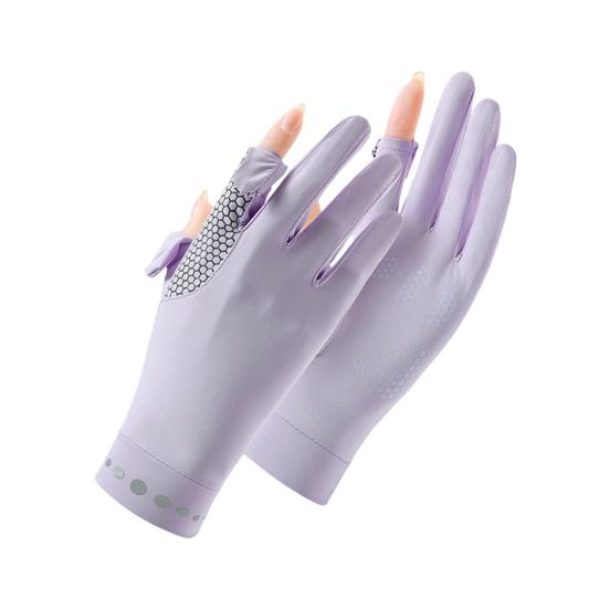 Summer Driving Gloves, Cooling Sun Protection Gloves, Full Finger UV Protection Gloves, with Anti-Slip Palm, Ultra Thin Ice Silk Gloves for Women