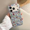 INS Blue Flowers Glitter Phone Case For iPhone 17 Pro Max 17Pro Case Large Window Soft Funda for iPhone 16 15 14 Pro Max Cover