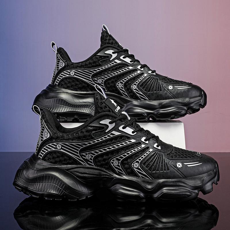 Men's Shoes Fashion Korean Mesh Thick Bottom Shoes Outdoor Anti-slip Lightweight Comfortable Shock-absorbing Sneakers Casual Breathable Running Shoes