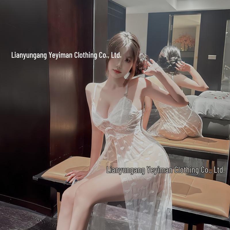 Sexy Spitze Durchsichtig Schlitz Nachthemd - Europäischer & Amerikanischer Stil