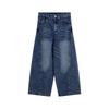 High-Waisted Straight Leg Denim Jeans Men Women Streetwear Baggy Drop Crotch Pants Casual Cotton