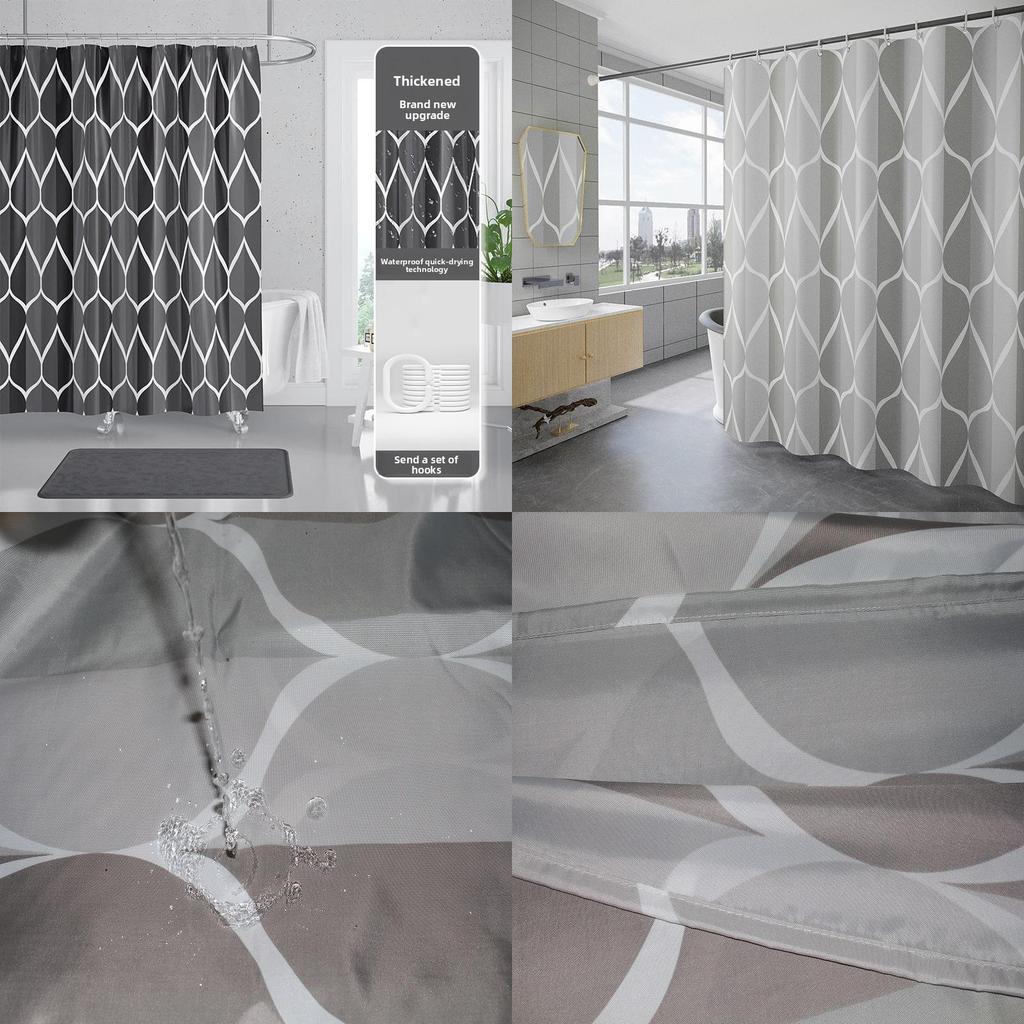Cortina de Chuveiro Impermeável Simples Feita de Tecido de Poliéster Grosso para Decoração e Higiene do Banheiro