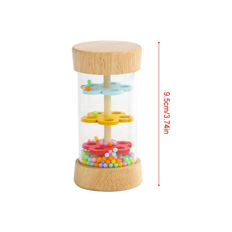Wooden Rainmaker Shaker Toy – Baby Musical Sensory Rattle with Colorful Beads for Early Learning