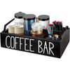 Premium Coffee Station Organizer Rustic with Handle Coffee Pod Holder Black White Coffee Bar Decor Home Organizer