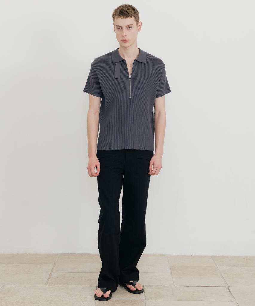 SSIN AND LEE Lounge Half Knit Polo Shirt Charcoal