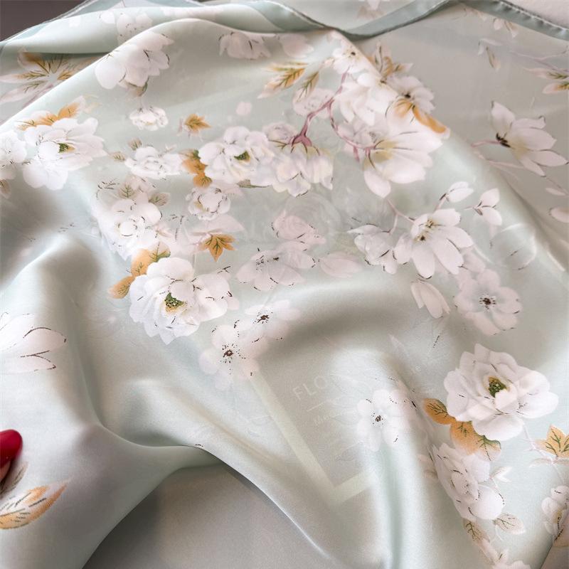 Luxury Brand Print 70cm Square Scarves Women Designer Silk Scarf Floral Bandana Small Neckties Hairbands Foulard Shawl