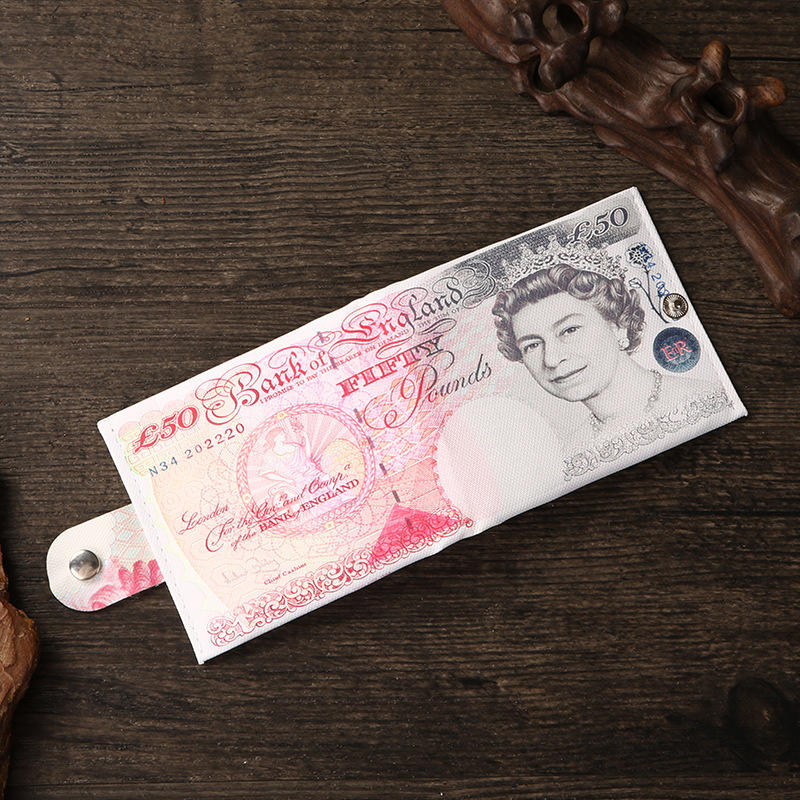Chic Money Clips Men Women Currency Notes Pattern Pound Dollar Euro Purse Wallets Unisex Fashion Wallet Snap Cash Holder