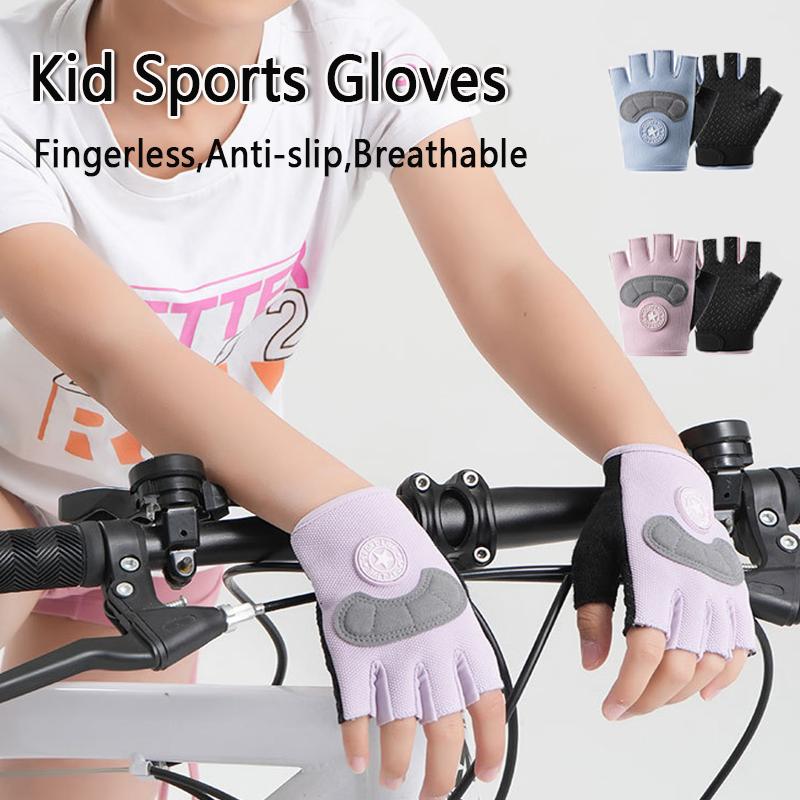 Kids Sport Gloves Breathable Anti-slip Scooter Tennis Gloves Fingerless Boys Girls Outdoor Sport Riding Skateboard Gloves