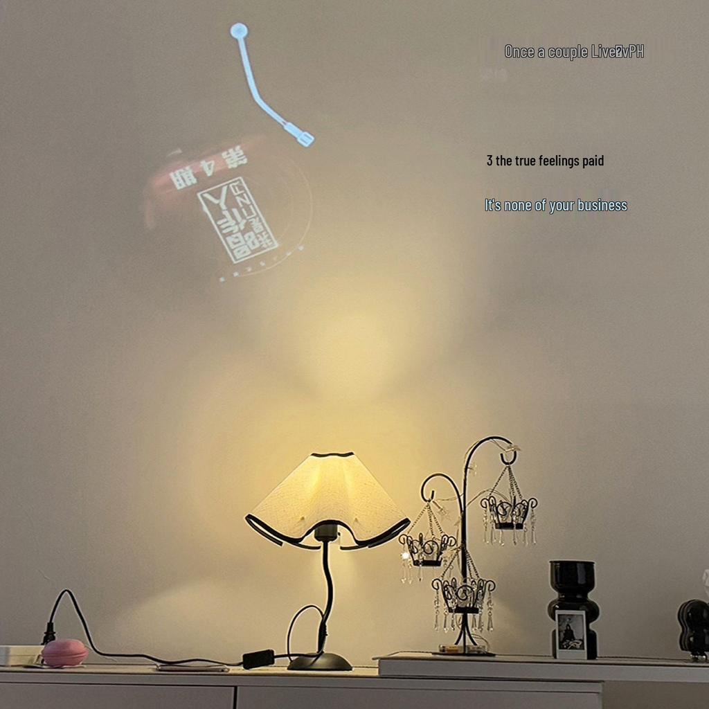 Girlish Heart Petal Umbrella Lamp: Minimalist Mid-Century Night Light for Bedroom and Study Atmosphere.