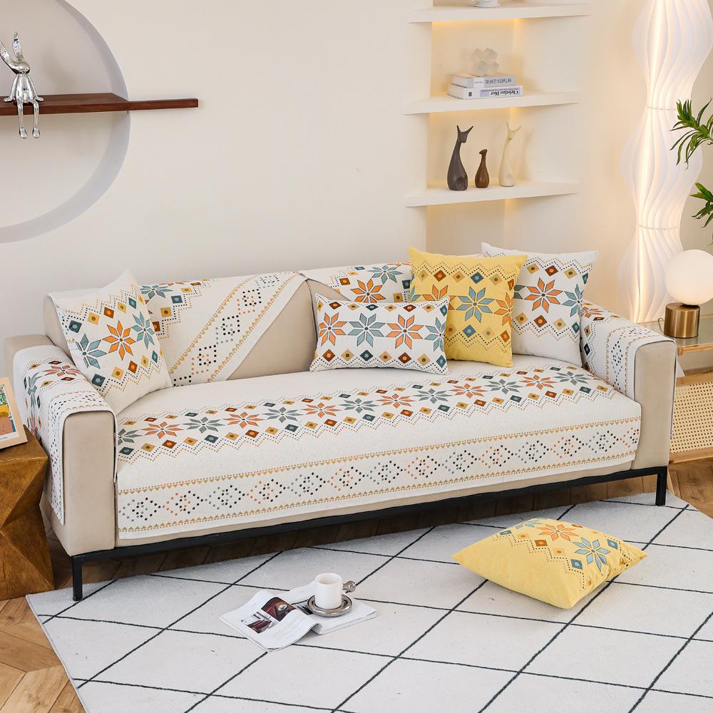 Chenille Sofa Cushion Four Seasons Universal Simple Modern Cover Cloth Sofa Cover Light Luxury High-End Cushion Towel Leather Summer