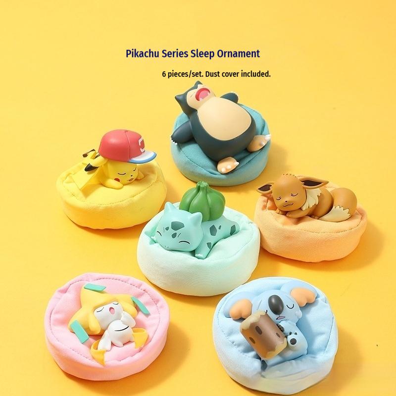 Cartoon Anime Pokemon Blind Box Pikachu Snorlax Action Figure Doll Cute Desktop Ornament Collectible Model Decoration
