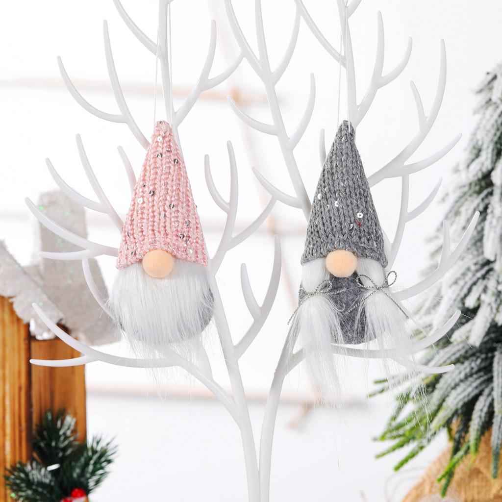 Knitted Sequin Santa Claus Doll Pendant - Festive Christmas Decoration