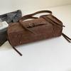 Suede Tote Bag Women's Fashion Shoulder Bag with Lace Up Detail and Adjustable Crossbody Strap