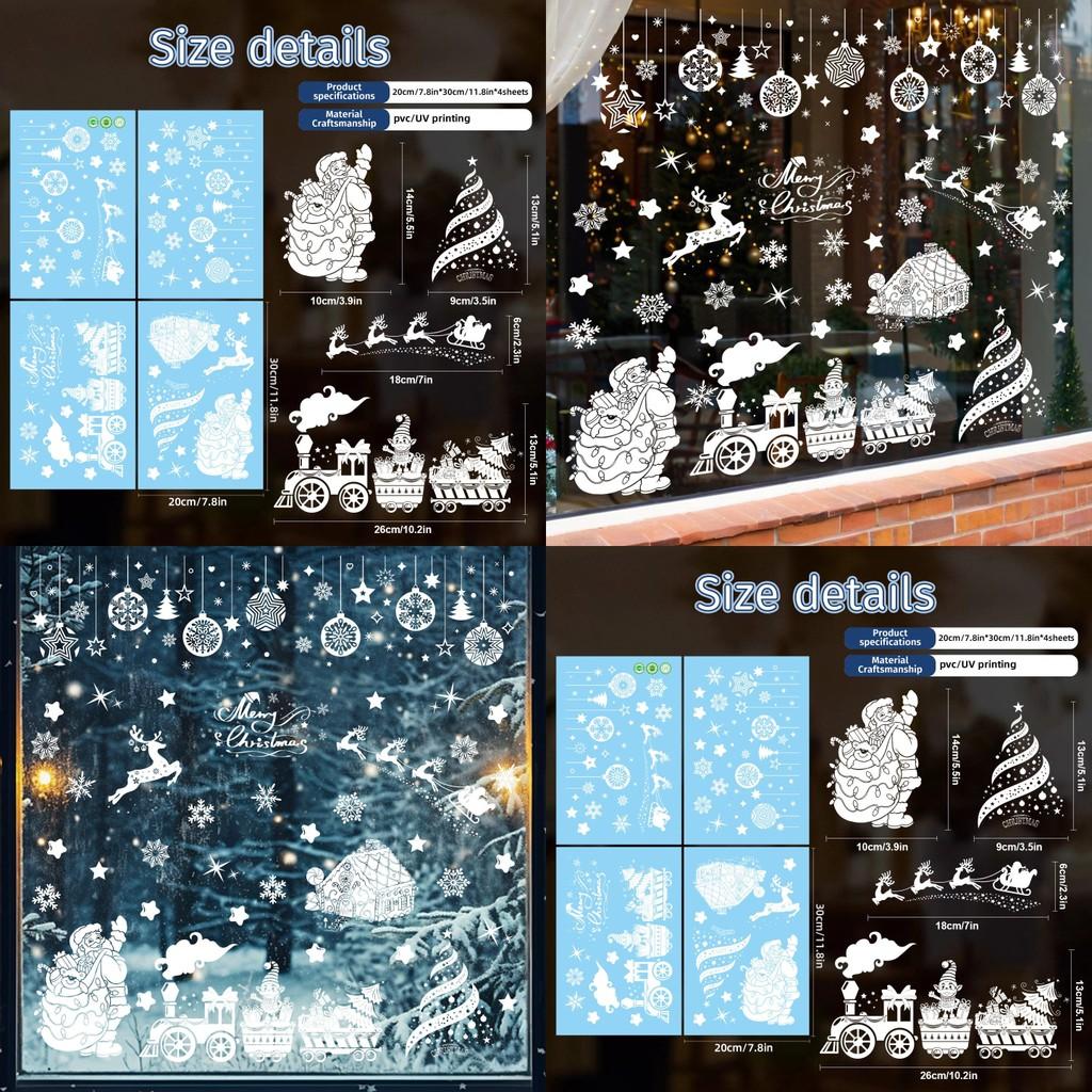Window Pvc Christmas Sticker With Cartoon Santa Balls Santa Claus Decor For