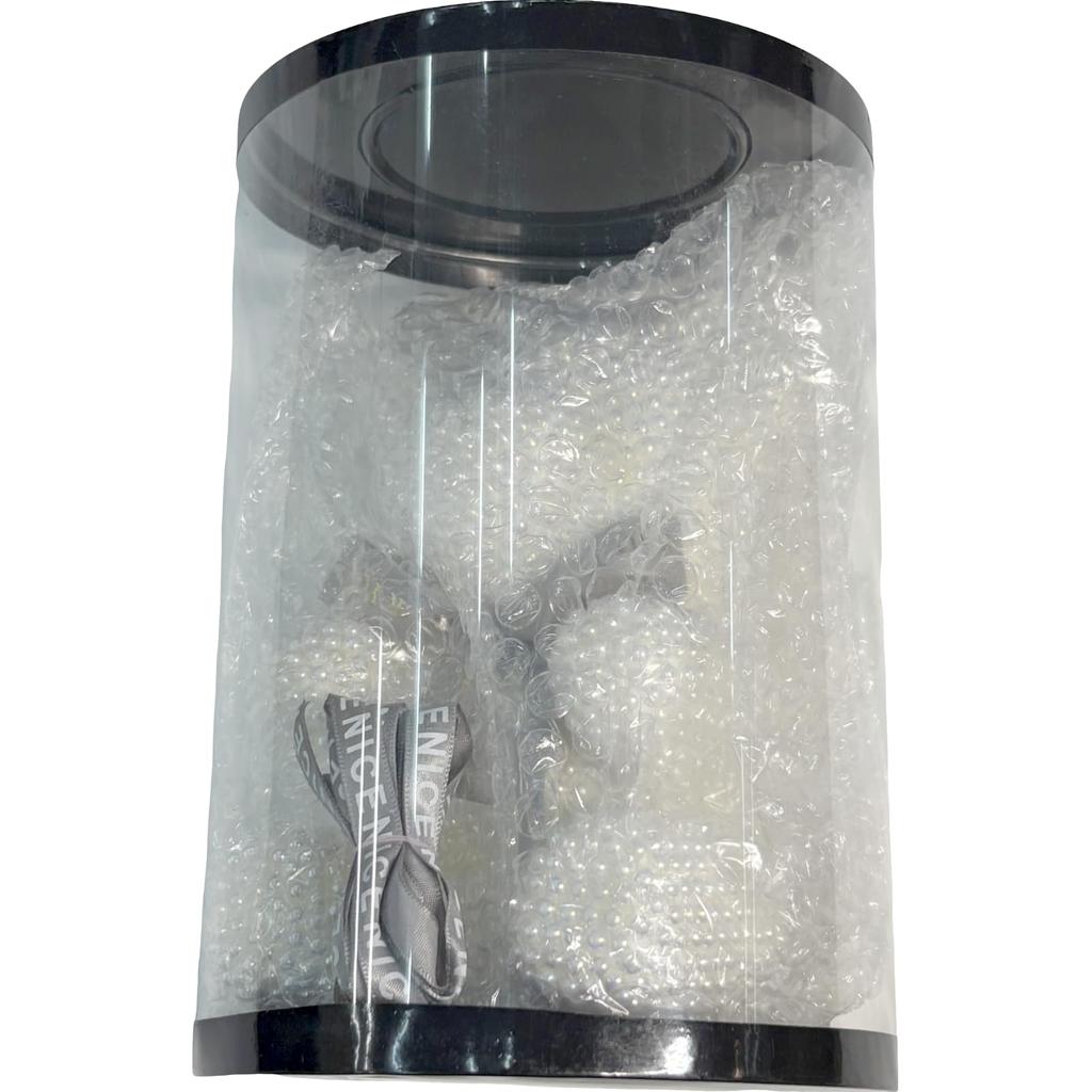 Q-FLA Mini Pearl Bear Plush Ornament, White, Perfect for Gifts and Celebrations, 796241